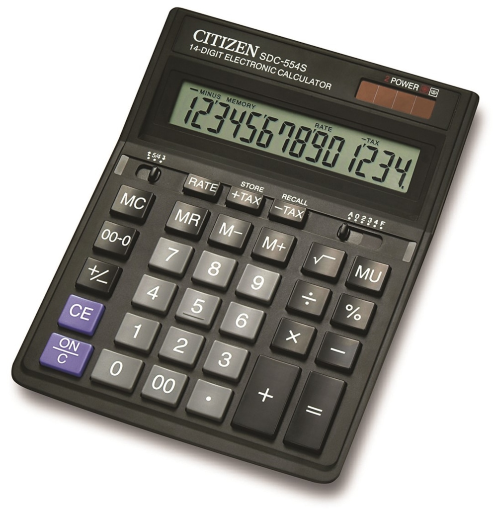Kalkulator biurowy CITIZEN SDC-554S, 14-cyfrowy,199x153mm, czarny