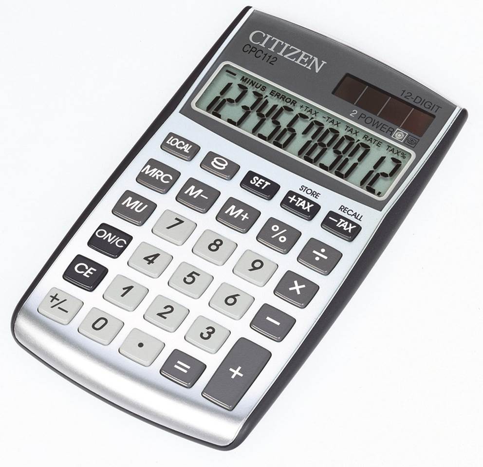 Kalkulator biurowy CITIZEN CPC-112 WB, 12-cyfrowy, 120x72mm, srebrny
