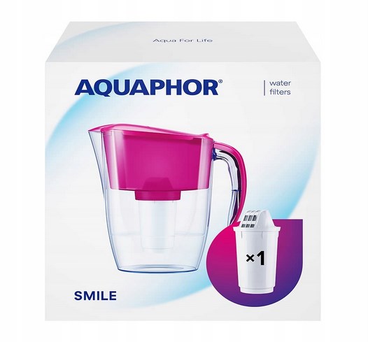 Dzbanek filtrujący AQUAPHOR Smile + wkład magnezowy A5 mg, fuksjowy