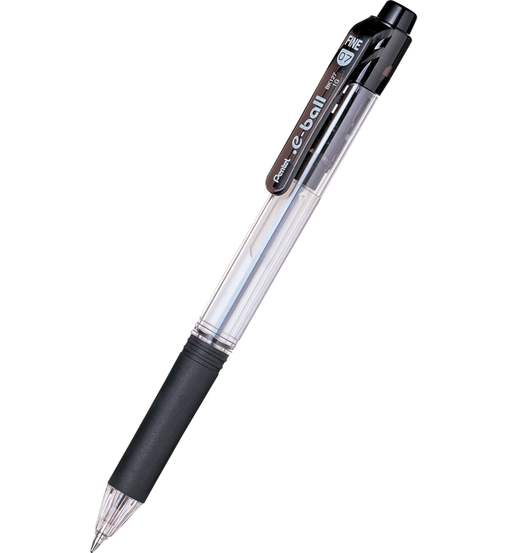 długopis  e-ball  z gumowym uchwytem, na wkłady BKL7, system przyciskowy czarny Pentel