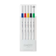 ZESTAW PEM-SY/5C NO.1, 5 SZTUK FLAMASTRÓW EMOTT UNI, KOLORY: NIEBIESKI, CZERWONY, ŻÓŁTY, CZARNY, ZIELONY