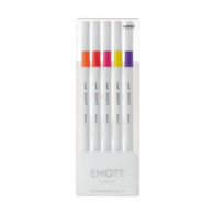 ZESTAW PEM-SY/5C NO.2, 5 SZTUK FLAMASTRÓW EMOTT UNI, KOLORY: POMARAŃCZOWY, CYNOBER, RÓŻOWY, CYTRYNOWY, FUKSJA