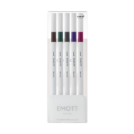 ZESTAW PEM-SY/5C NO.3, 5 SZTUK FLAMASTRÓW EMOTT UNI, KOLORY: CIEMNOBRĄZOWY, KHAKI, SZARY, FIOLETOWY, AMETYSTOWY