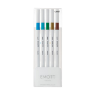 ZESTAW PEM-SY/5C NO.4, 5 SZTUK FLAMASTRÓW EMOTT UNI, KOLORY: PASTELOWYNIEBIESKI, TURKUSOWY, ZIELONY SOSNOWY, CIEMNOŻÓŁTY, BRĄZOWY