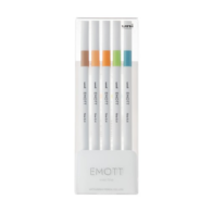 ZESTAW PEM-SY/5C NO.6, 5 SZTUK FLAMASTRÓW EMOTT UNI, KOLORY: BEŻOWY, JASNOPOMARAŃCZOWY, CIEMNOŻÓŁTY, JASNOZIELONY, SZARONIEBIESKI