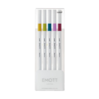 ZESTAW PEM-SY/5C NO.8, 5 SZTUK FLAMASTRÓW EMOTT UNI, KOLORY: SŁOMKOWYŻÓŁTY, ŚREDNI ZIELONY, NIEBIESKOZIELONY, PURPUROWY, CIEMNOCZER