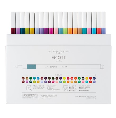 ZESTAW PEM-SY/40C, 40 SZTUK FLAMASTRÓW EMOTT, UNI