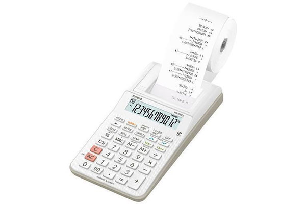 Kalkulator drukujący CASIO HR-8RCE WH S, 12-cyfrowy, 102x239mm, biały