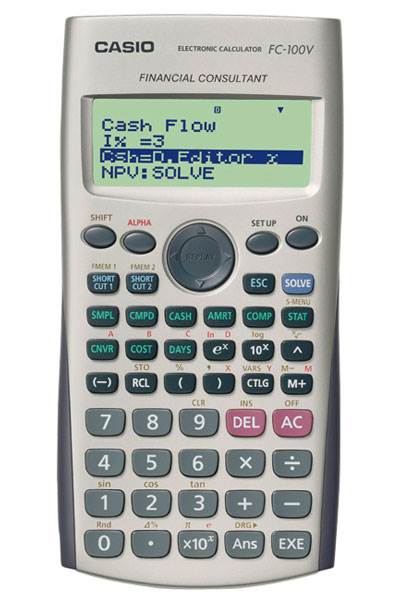 Kalkulator finansowy CASIO FC-100V-S, 4-liniowy wyświetlacz, 80x161mm, szary