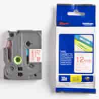 Taśma Brother laminowana 12mm x 8m czerwony nadruk/ białe tło