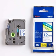 Taśma Brother laminowana 12mm x 8m niebieski nadruk / białe tło
