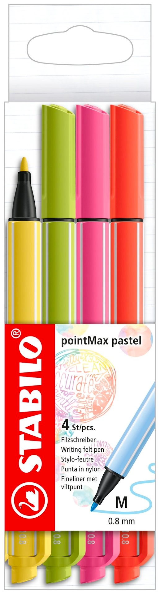Cienkopis STABILO pointMAX etui kartonowe 4 szt. nowe kolory 2022