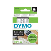 DYMO D1 etykiety, czarny nadruk na przezroczystym, 6 mm x 7 m, samoprzylepne etykiety do drukarek etykiet LabelManager,