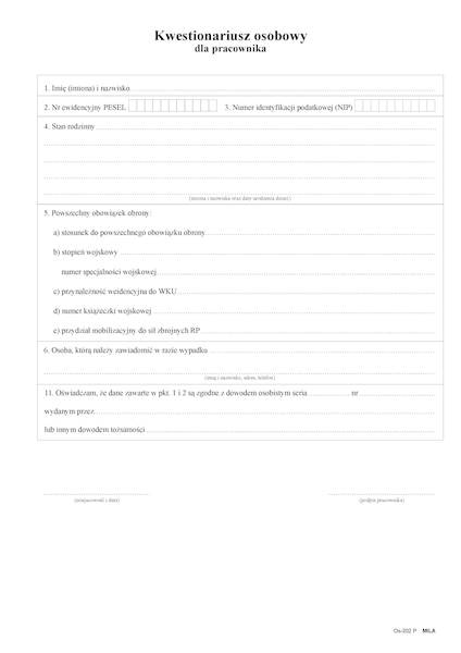 Kwestionariusz osob OS-202 MILA