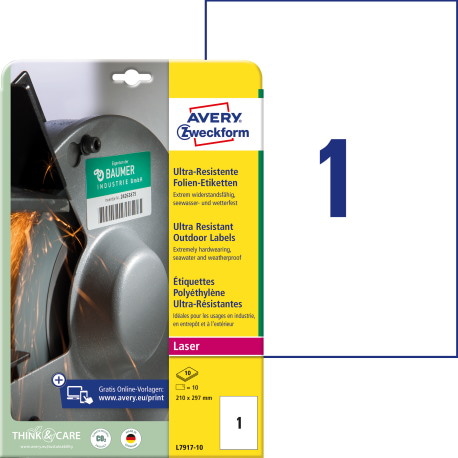 Etykiety polietylenowe ultra resistant, A4, 10 ark./op., 210x297mm