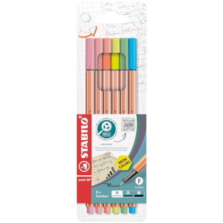 Cienkopis STABILO point 88 neon etui 6 szt.