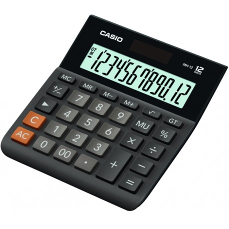 Kalkulator biurowy CASIO MH-12BK-S, 12-cyfrowy, 127x136,5mm, czarny
