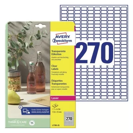 Etykiety przezroczyste Crystal Clear; A4, 25 ark./op., 17,8 x 10 mm