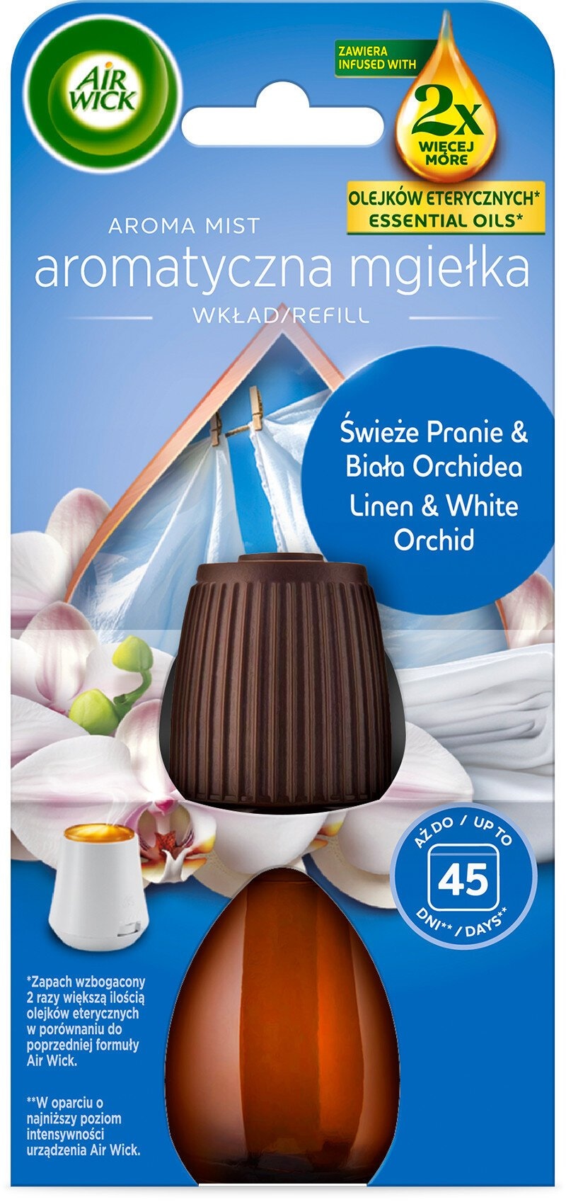 Air Wick AROMA MIST MGIEŁKA OLEJEK WKŁAD Świeże Pranie & Biała Orchidea