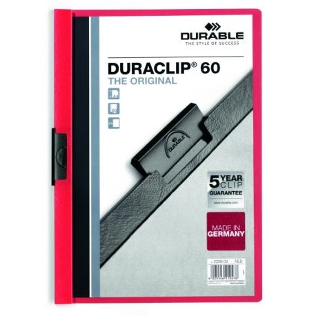 DURACLIP® Original 60, skoroszyt zaciskowy A4, 1-60 kart. czerwony