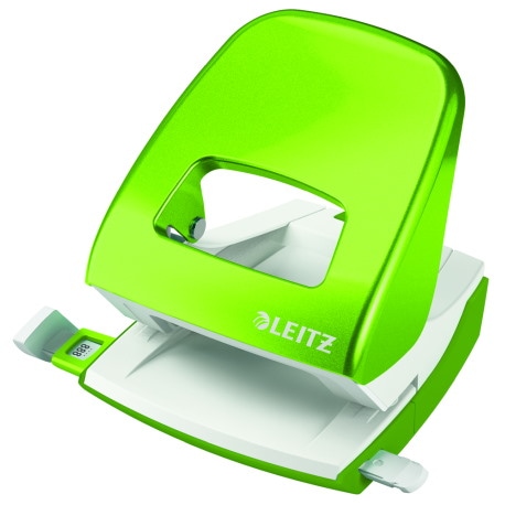Dziurkacz duży metalowy Leitz WOW, zielony, 10 lat gwarancji, 30 kartek