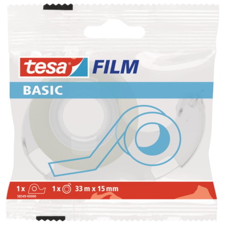 TAŚMA BIUROWA TESA BASIC 33M X15MM Z DYS PENSEREM W ETUI 1 SZT.