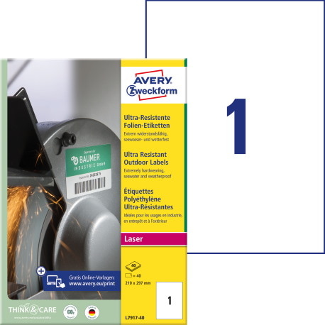 Etykiety polietylenowe ultra resistant, A4, 40 ark./op., 210x297mm