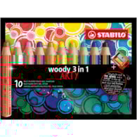 Kredka drewniana STABILO woody 3 w 1 etui 10 szt. z temperówką ARTY