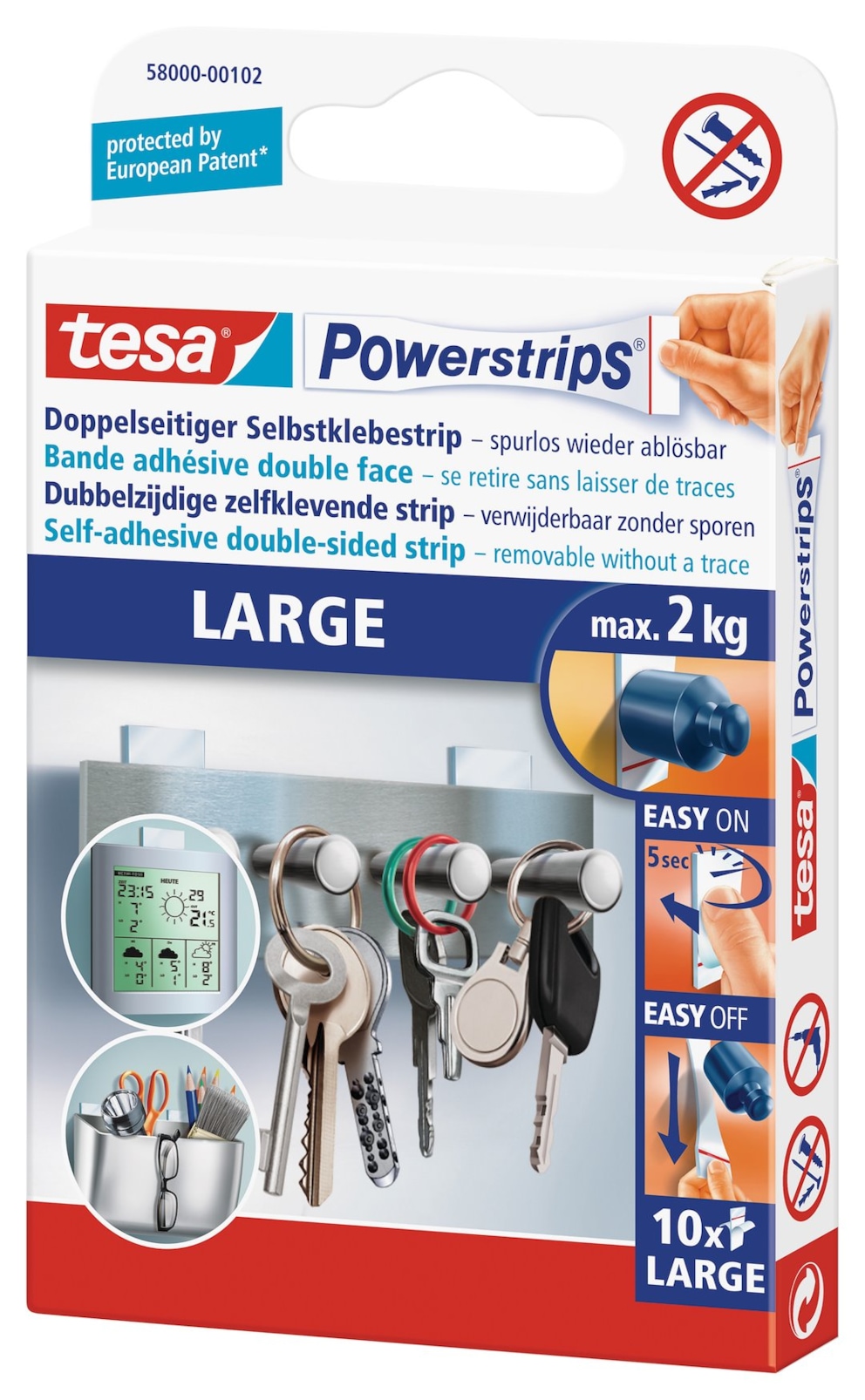 PLASTRY SAMOPRZYLEPNE POWERSTRIPS TESA DUŻE,DO 2KG. 4SZT.BLISTER