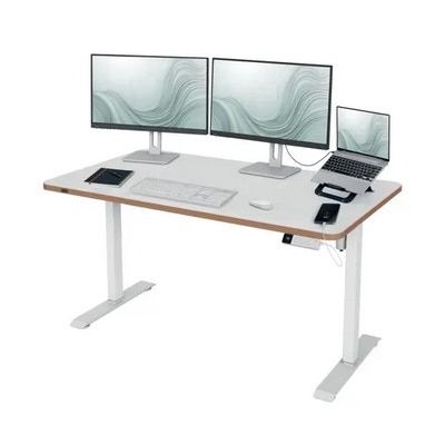 Biurko Leitz Ergo do pracy w pozycji siedzącej i stojącej, 140x80cm, obsługiwane elektronicznie, białe