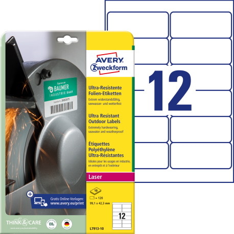 Etykiety polietylenowe ultra resistant, A4, 10 ark./op., 99,1x42,3mm