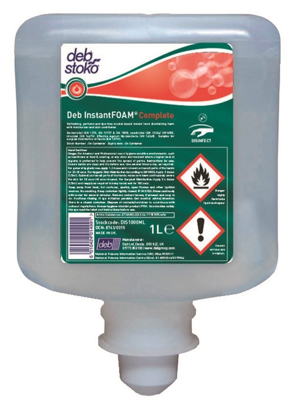 Pianowy środek dezynfekujący DEB Instatn Foam Complete, zapas do dozownika, 1000ml