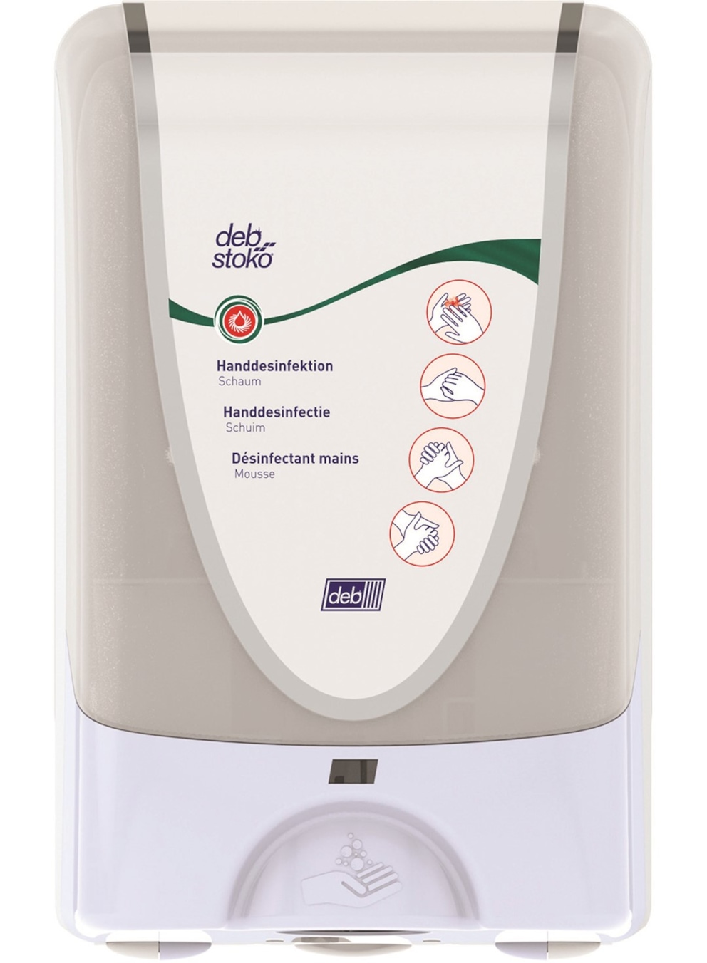 Bezdotykowy dozownik pianowego środka dezynfekcyjnego DEB Instant Foam, 1000ml, biały
