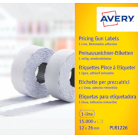 Etykiety cenowe w rolce do metkownicy jednorzędowej; usuwalne; 1500 etyk./rolka; 10 rolek/op.; 12 x 26 mm, białe