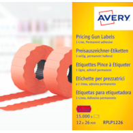 Etykiety cenowe w rolce do metkownicy jednorzędowej; trwałe; 1500 etyk./rolka; 10 rolek/op.; 12 x 26 mm, czerwone