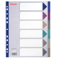 Przekładki plastikowe Multicolor PP, A4 Maxi - 6 kart