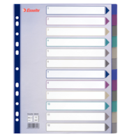 Przekładki plastikowe Multicolor PP, A4 Maxi - 12 kart