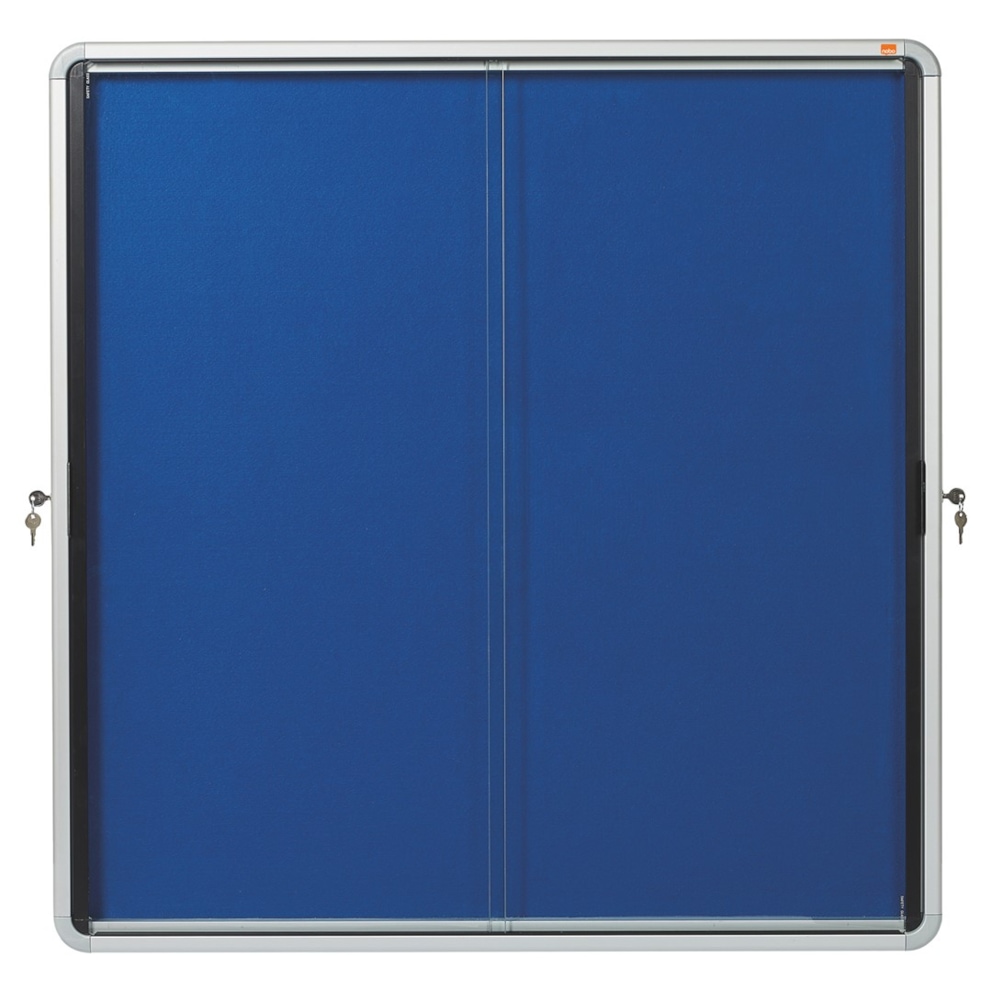Gablota filcowa Nobo Premium Plus 12xA4, niebieska (drzwiczki przesuwne)