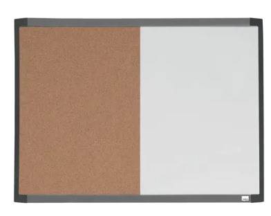 Mała tabliczka CombiBoard 585x430mm, tablica suchościeralna biała i korkowa (pół na pół)