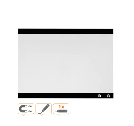 Magnetyczna tabliczka suchościeralna z klipsem na notatki 430x580mm