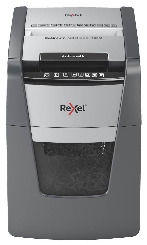 Niszczarka Rexel Optimum AutoFeed+ 100M, (P-5), 100 kartek, 34 l kosz