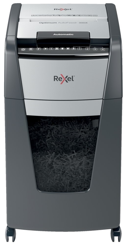 Niszczarka Rexel Optimum AutoFeed+ 300X, (P-4), 300 kartek, 60 l kosz