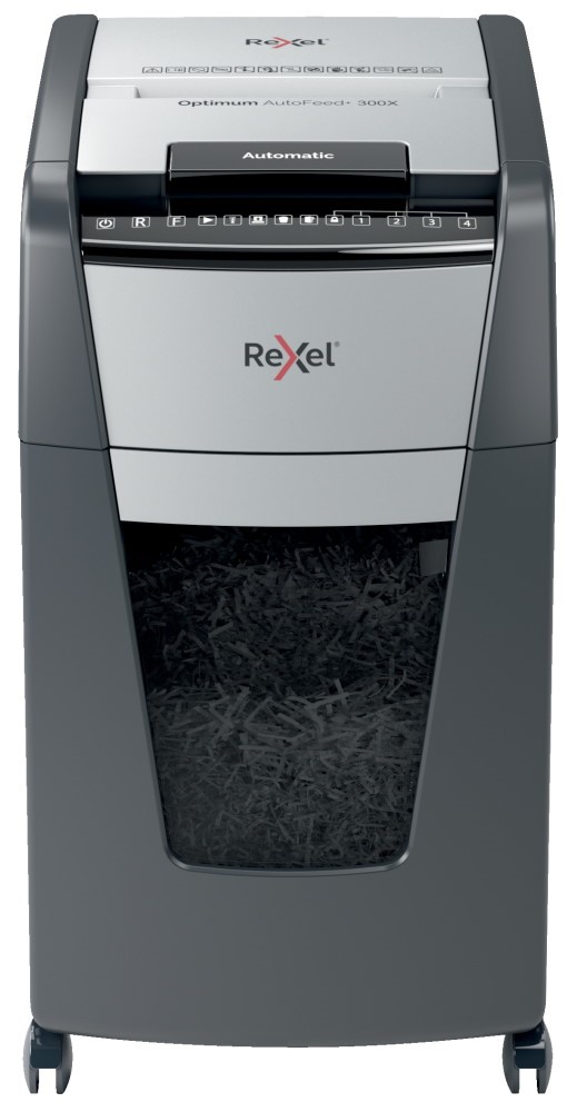 Niszczarka Rexel Optimum AutoFeed+ 300X, (P-4), 300 kartek, 60 l kosz