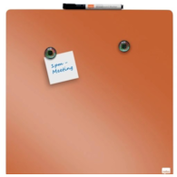 Mała kwadratowa tabliczka suchościeralna Nobo, 360 mm x 360 mm, pomarańczowa