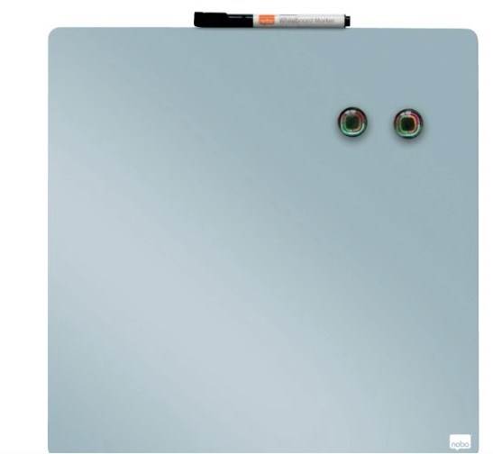 Mała kwadratowa tabliczka suchościeralna Nobo, 360 mm x 360 mm, szary błękit