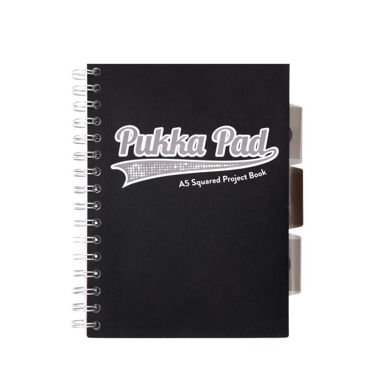 PUKKA PROJECT BOOK BLACK & GREY A5 KRATKA CZARNY 100K 80G