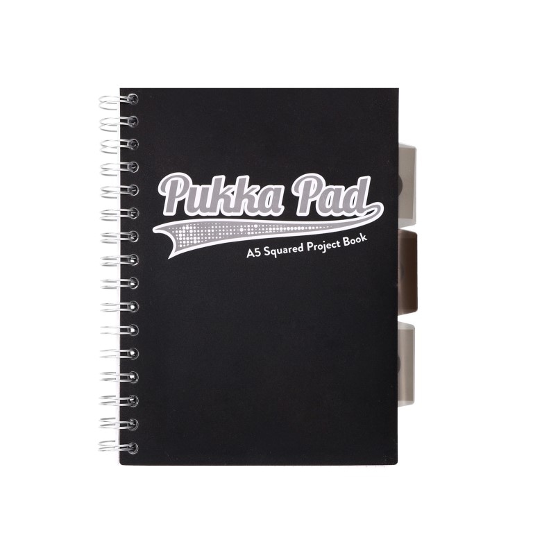 PUKKA PROJECT BOOK BLACK & GREY A5 KRATKA CZARNY 100K 80G