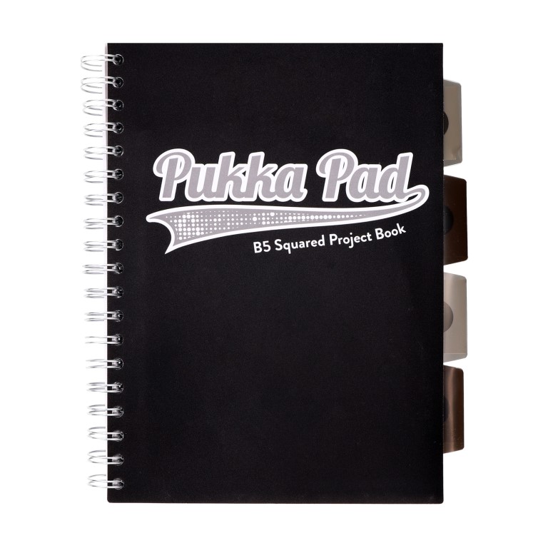 PUKKA PROJECT BOOK BLACK & GREY B5 KRATKA CZARNY 100K 80G