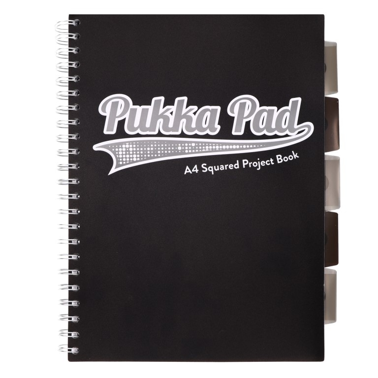 PUKKA PROJECT BOOK BLACK & GREY A4 KRATKA CZARNY 100K 80G