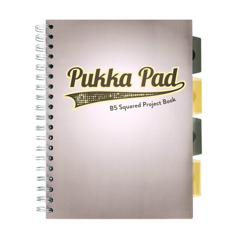PUKKA PROJECT BOOK GREY DESIGN B5 KRATKA SZARY 100K 80G